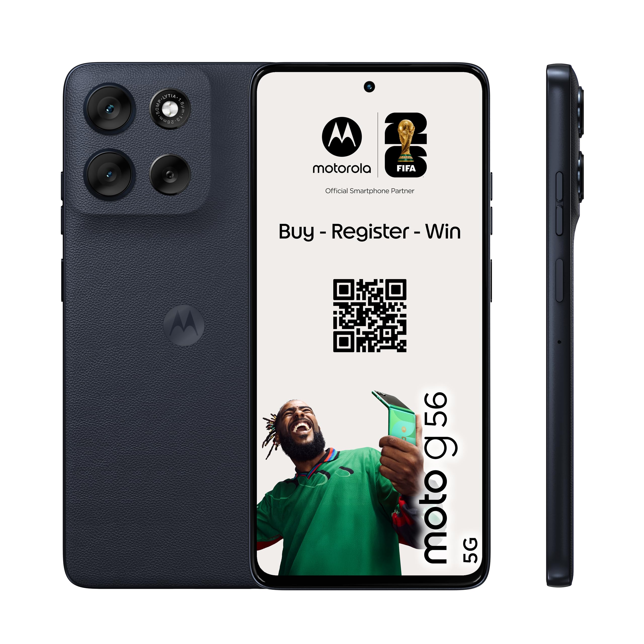 Motorola Moto g56 5G Smartphone (6,72“-FHD+-Display, 50-MP-Kamera mit Moto-AI, 8/256 GB, 5100 mAh, Android 15) Pantone Black Oyster, inkl. Schutzcover