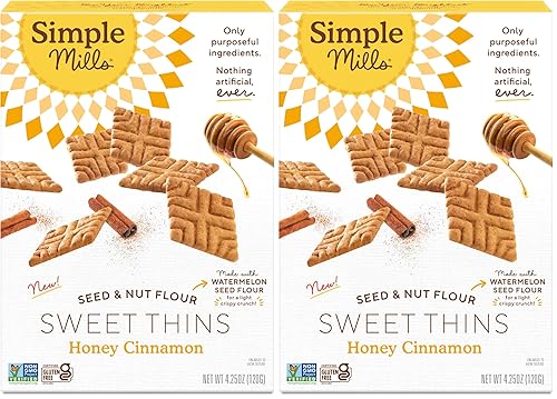 Miniatura 21 de Simple Mills Sweet Thins Cookies, harina de semillas y nueces, miel y canela, sin gluten, apto para paleo, aperitivos saludables, 4.25 onzas