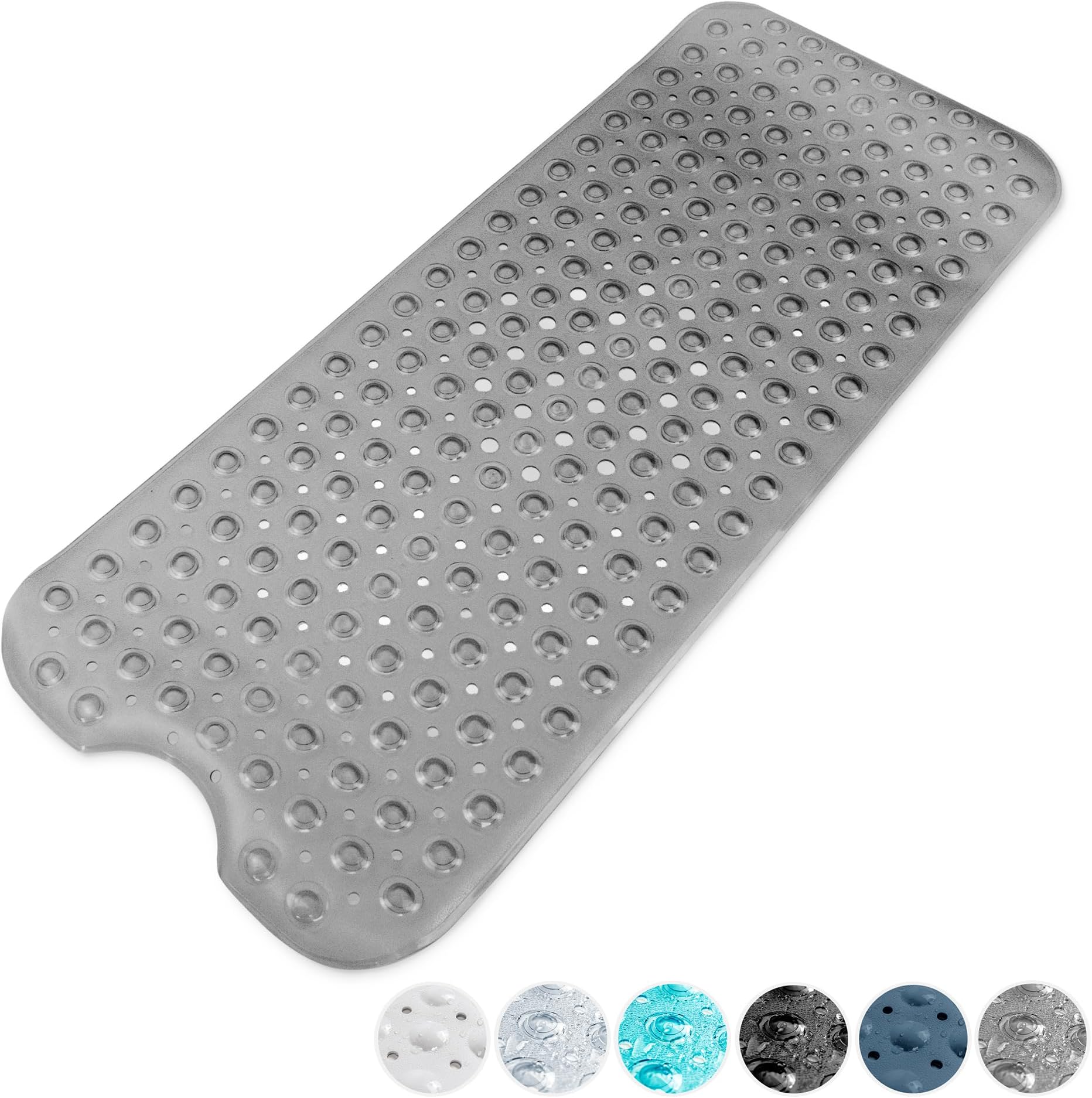 KEPLIN Premium Non-Slip Bath Mat - 200 Suction Cups, BPA, Latex Free, Mildew Resistant, Machine Washable -Safe, Durable & Comfortable for Shower Runner & Bathroom Tubs Extra Long (40x100cm) - Grey