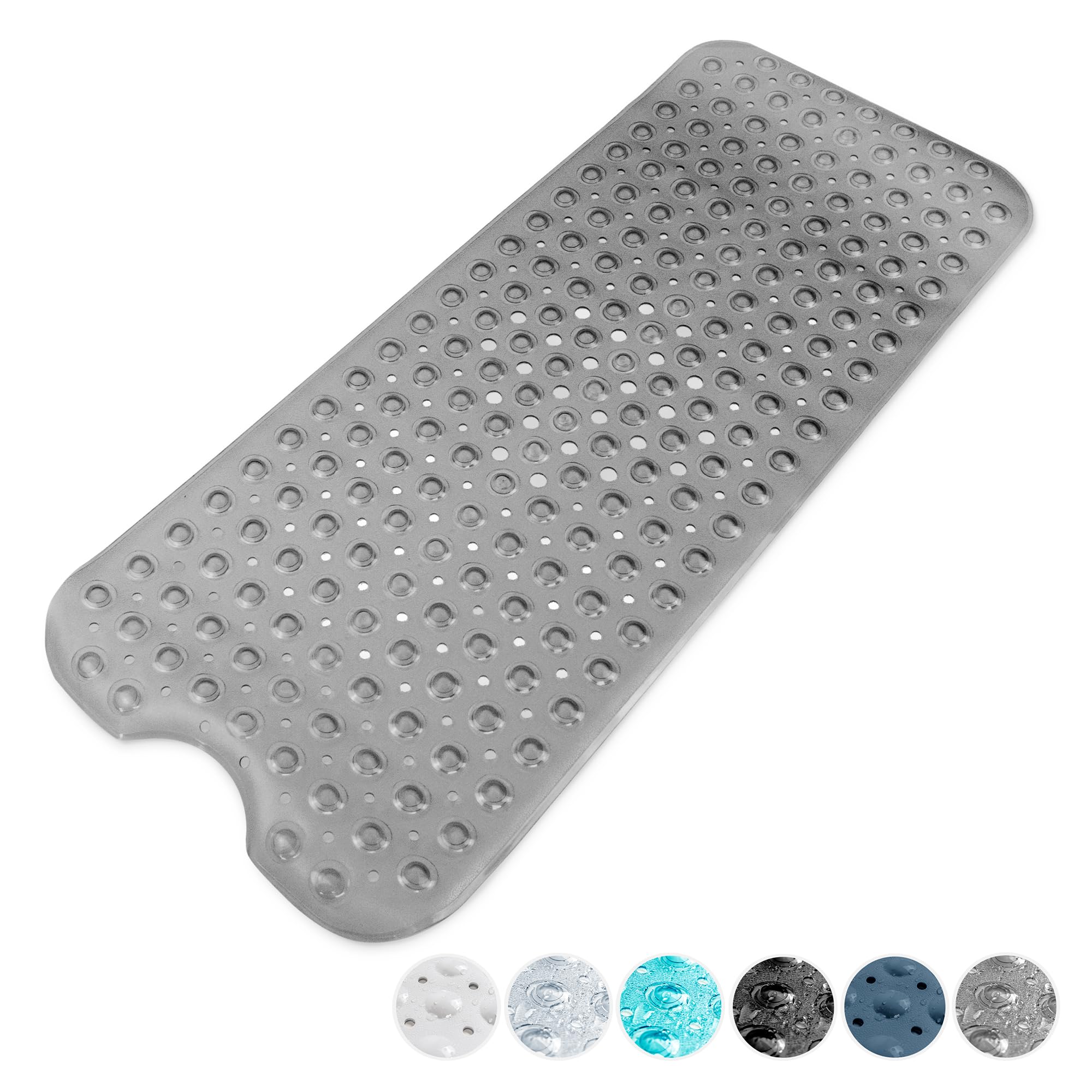 KEPLIN Premium Non-Slip Bath Mat - 200 Suction Cups, BPA, Latex Free, Mildew Resistant, Machine Washable -Safe, Durable & Comfortable for Shower Runner & Bathroom Tubs Extra Long (40x100cm) - Grey