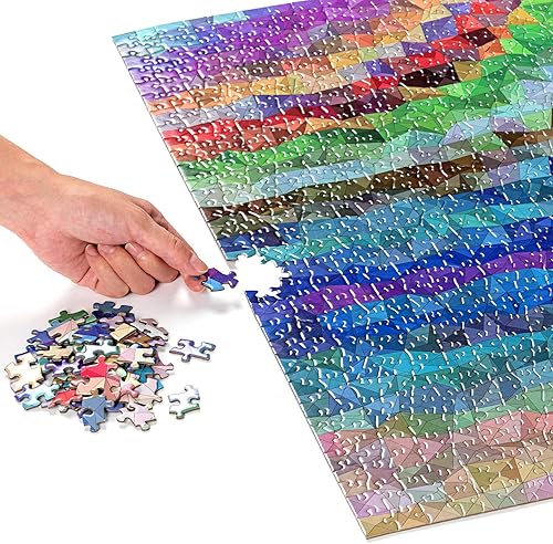 Miniatura 4 de Bgraamiens Rompecabezas de 1000 piezas de triángulo de arcoíris, rompecabezas cuadrado de desafío de color para adultos y niños