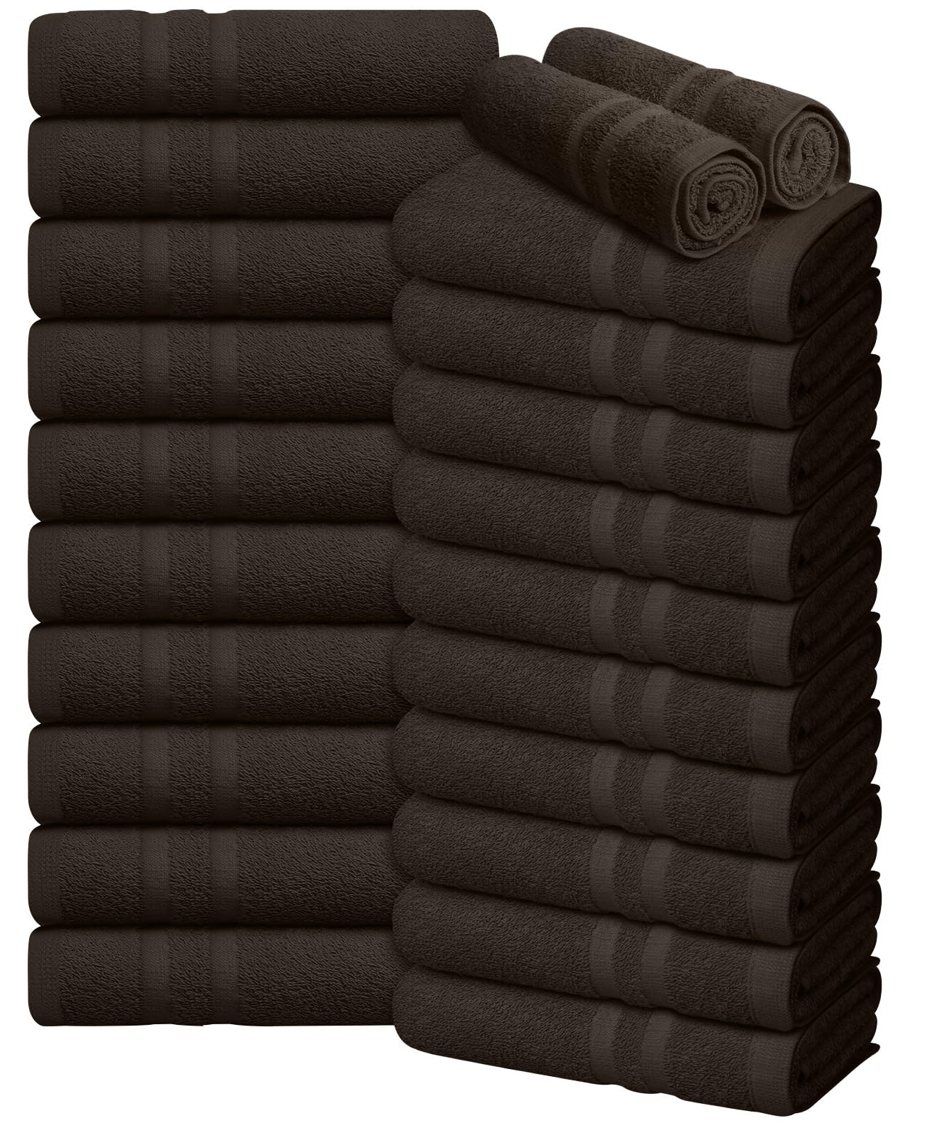 Oakias Toallas de salón color marrón, 24 unidades, no a prueba de lejía, 40,6 x 60,8 cm, toallas de mano de algodón, toallas de gimnasio y pelo altamente absorbentes