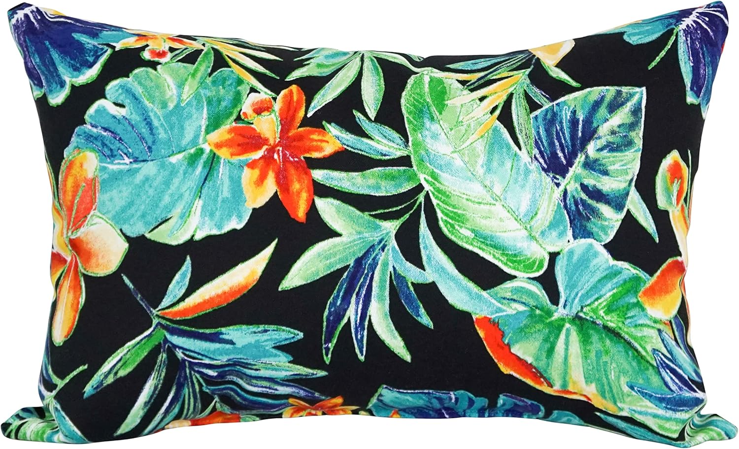 Blazing Needles Outdoor Rectangular Poly Throw Pillow, 17" x 17", Beachcrest Caviar, 2 Count