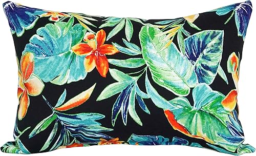 Miniatura 2 de Blazing Needles Cojín rectangular para interiores y exteriores, 19 x 11 pulgadas, Beachcrest Caviar, 2 unidades