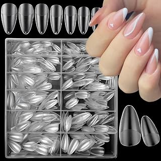 LoveOurHome 600pc Medium Almond Fake Nails Soft Gel Nail Tips Full Cover Clear Oval Stiletto Almond False Nails Actificial Nail for Acrylic Nail Gel Nail Extension Press on Nail Making