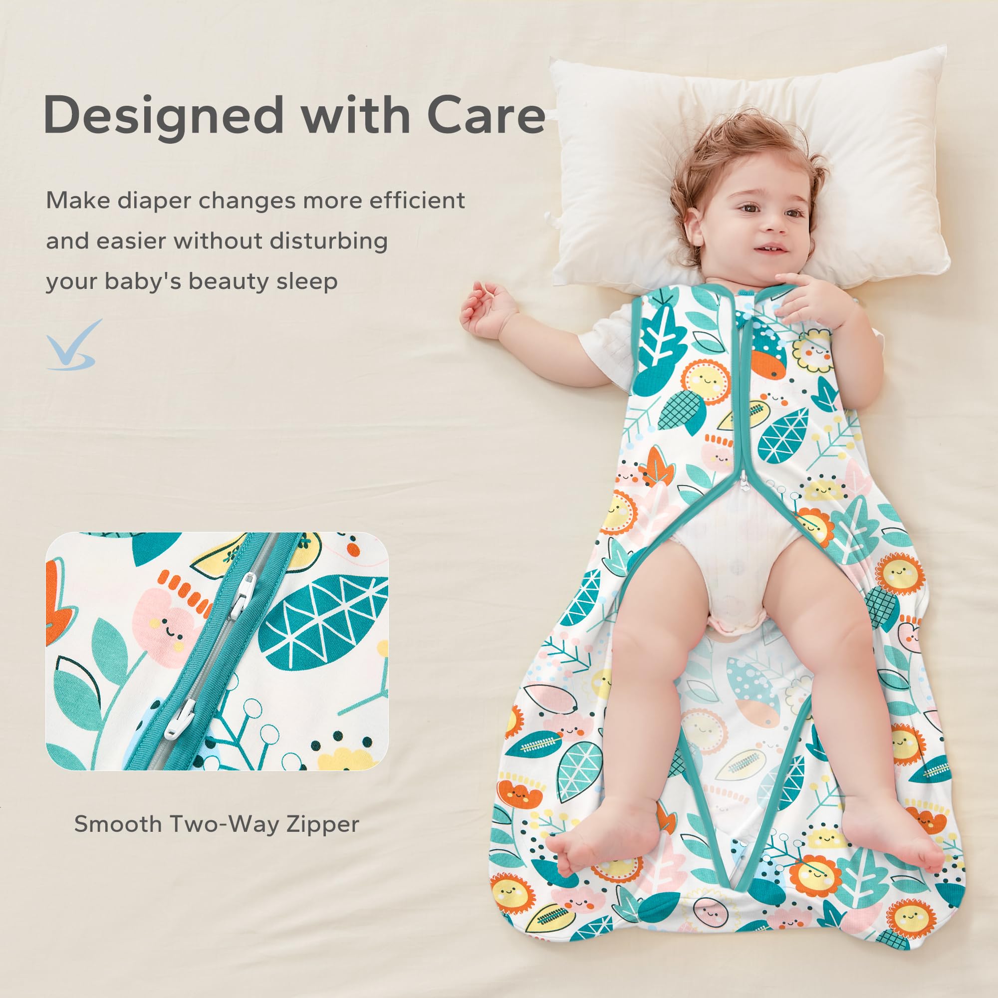 ZIGJOY Baby Sleeping Bag 0.5 Tog, 100% Cotton Summer Newborn Sleeping Bag Baby 0-6 Months - Image 4