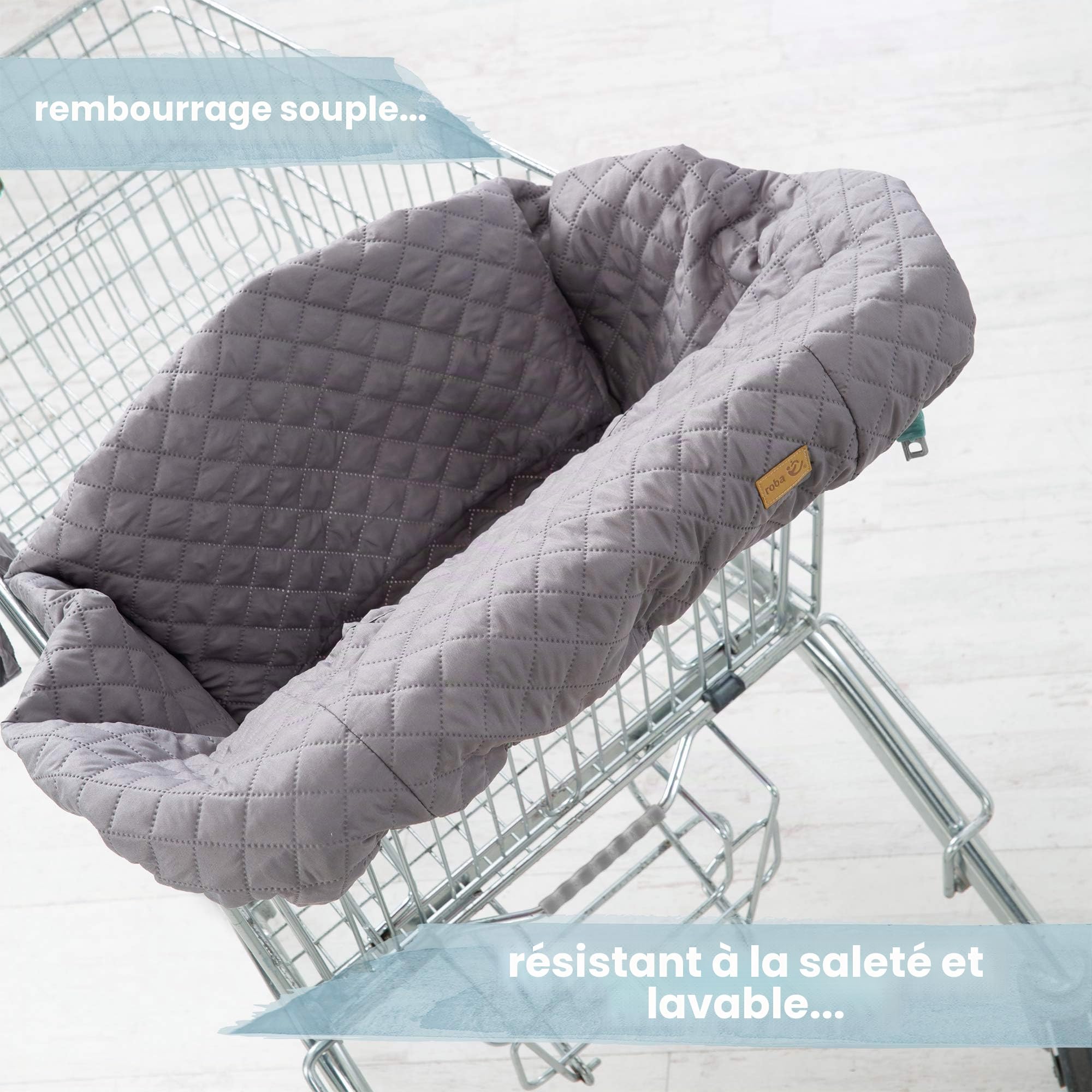 roba Protège Siège Chariot Course - Protection Caddie pour Bébé + Sac à Dos de Transport roba Style - Facile à Nettoyer - Gris