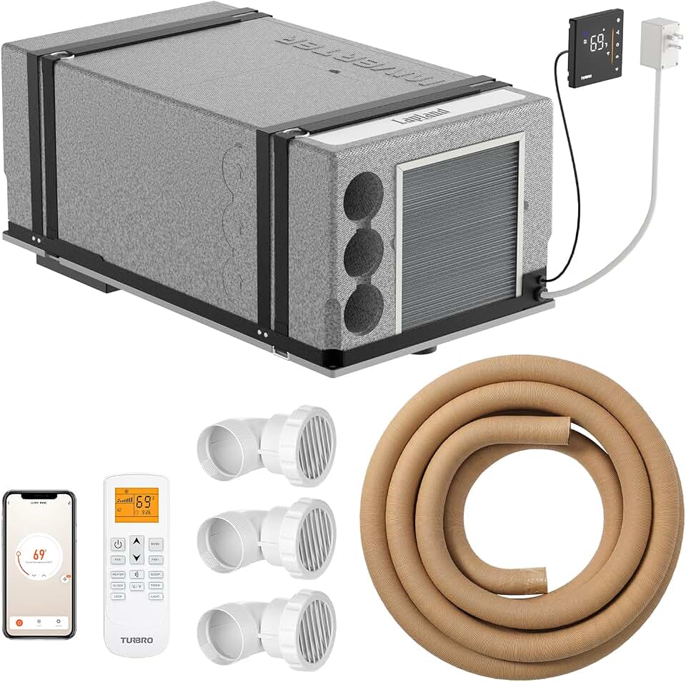 TURBRO Inverter Under Bench RV Air Conditioner with Heat Pump, 115V