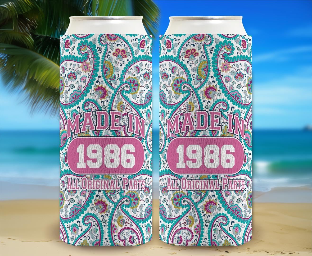 40th Birthday Favors For Women Made In 1986 12-Pack Ultra Slim Can Thermocoolers
