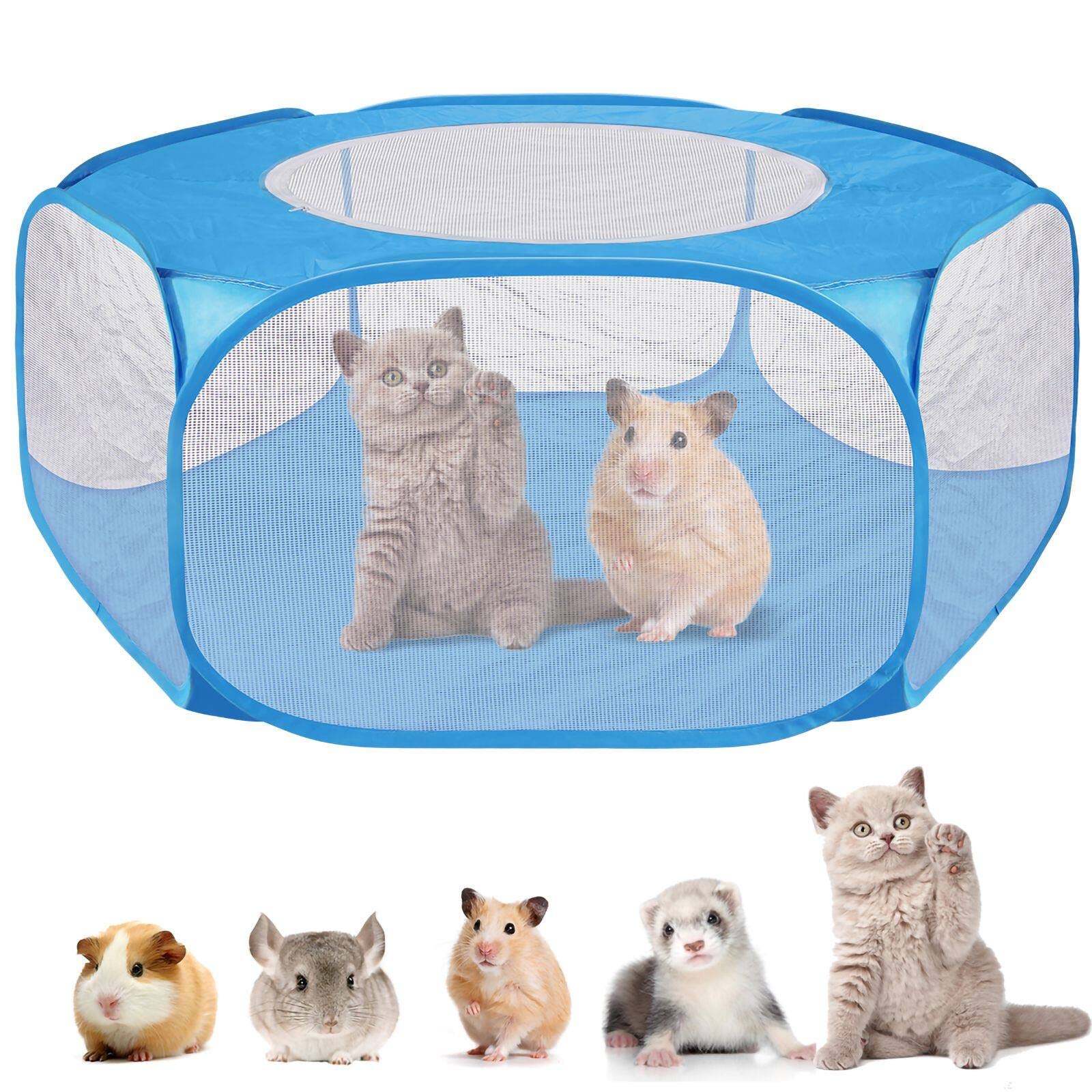 Parque para perros, parque portátil para animales pequeños, parque de mascotas con cierre de cremallera para conejos, conejos, hámster, Chinchillas y erizos