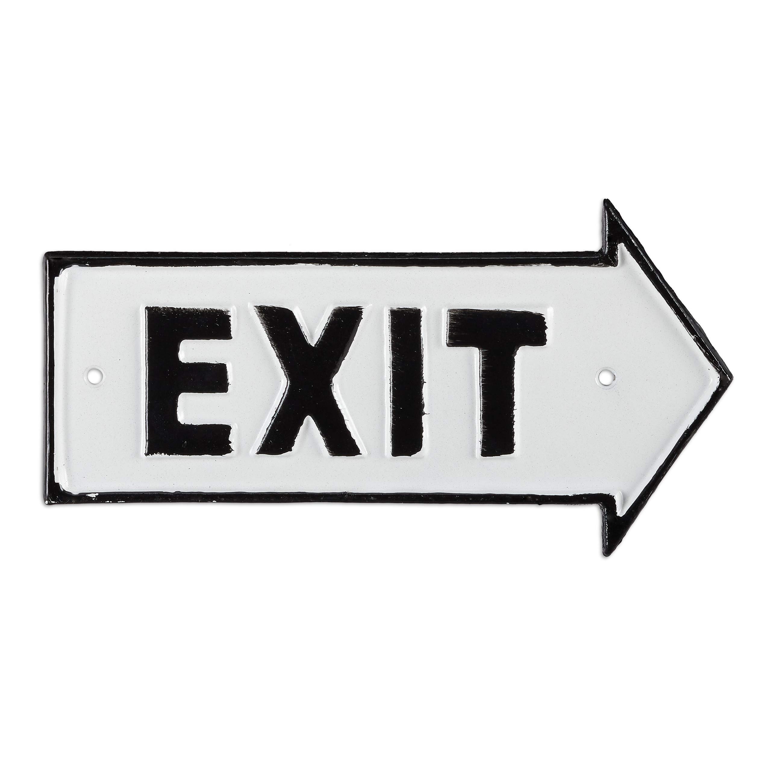 5 Placas Exit, Letreros Decorativos Pared y Puerta, Retro, Flechas Derecha, Señaléticas, Hierro Fundido, Blanco y Negro