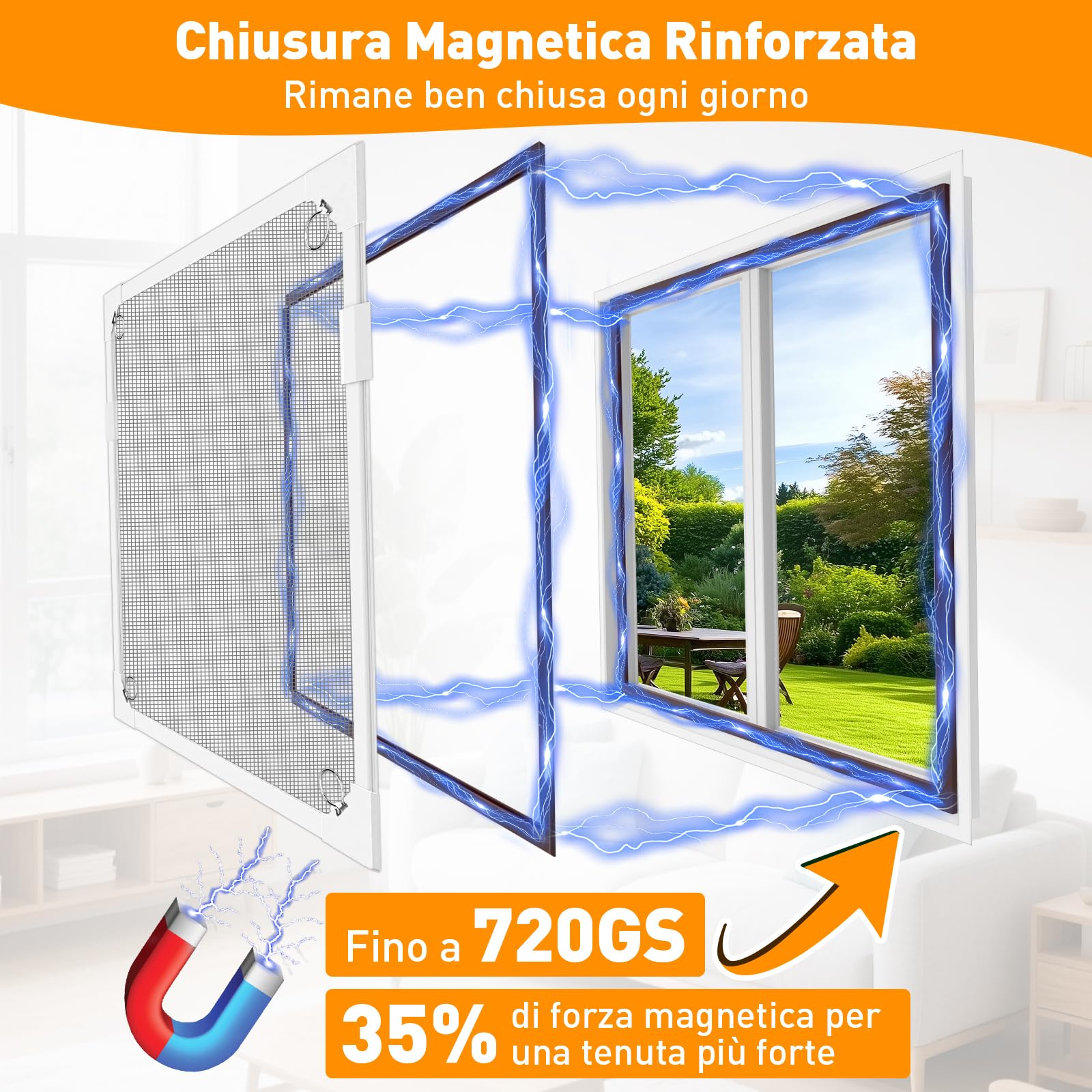 Moustiquaire Magnétique Auto-Adhésive Fenêtre 120 x 130 cm Blanc Gris | Fibre de Verre Durable, Auto-Adhésive, Taille Ajustable DIY, Installation Sans Perçage