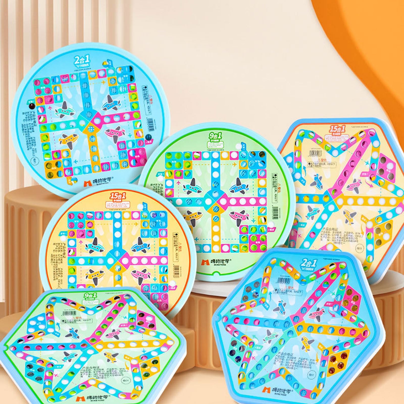 Échecs Jeu de société Hexagon 15-en-1 avec échecs Volants