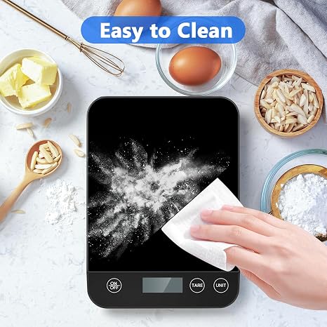 Kitchen Scales, 10kg Food Scale with 1g Accuracy, Tare, LCD Display