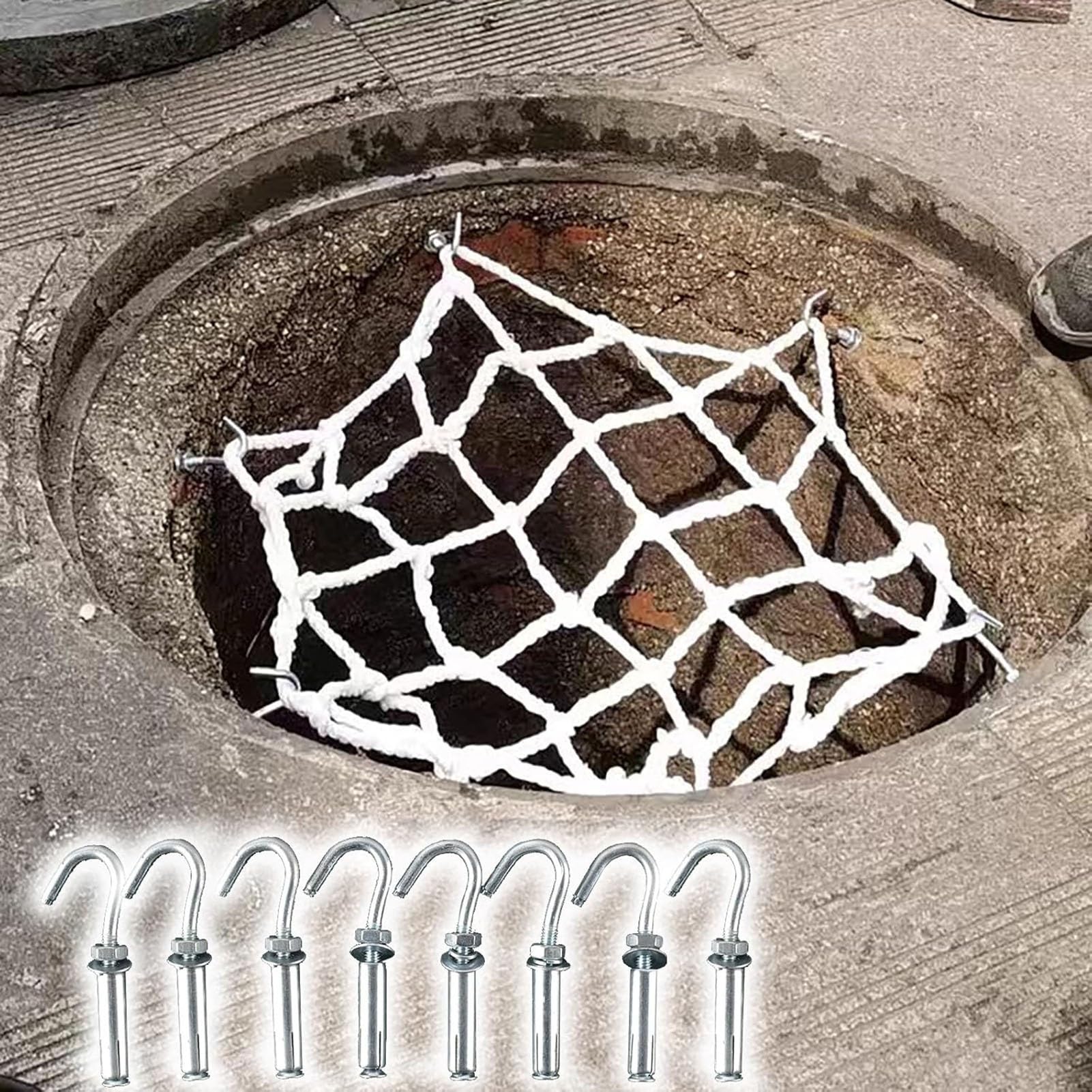 Szambo Sewa Well Round Protect, uniwersalna pokrywa włazu, bezpieczna lina siatkowa do miejskich obszarów bocznych, sznurowadeł, trawy, średnica 35.8in / 91 cm