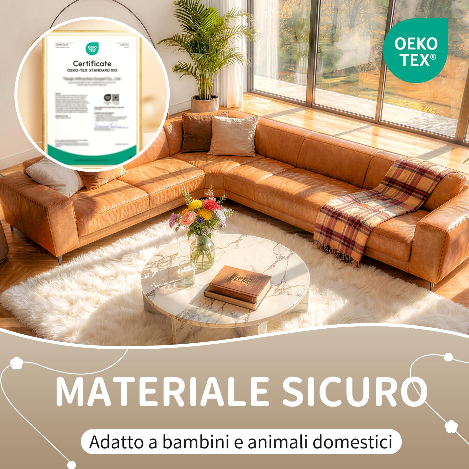 Tappeto per Soggiorno Moderno 200x300 cm Crema, Morbido a Pelo Lungo, Lavabile a Mano e Antiscivolo, Formato Maxi, Ideale anche per Camera da Letto | pelo lungo, lavabile, certificato Oeko-Tex, schiuma 35D, per camera da letto, fondo antiscivolo, soffice