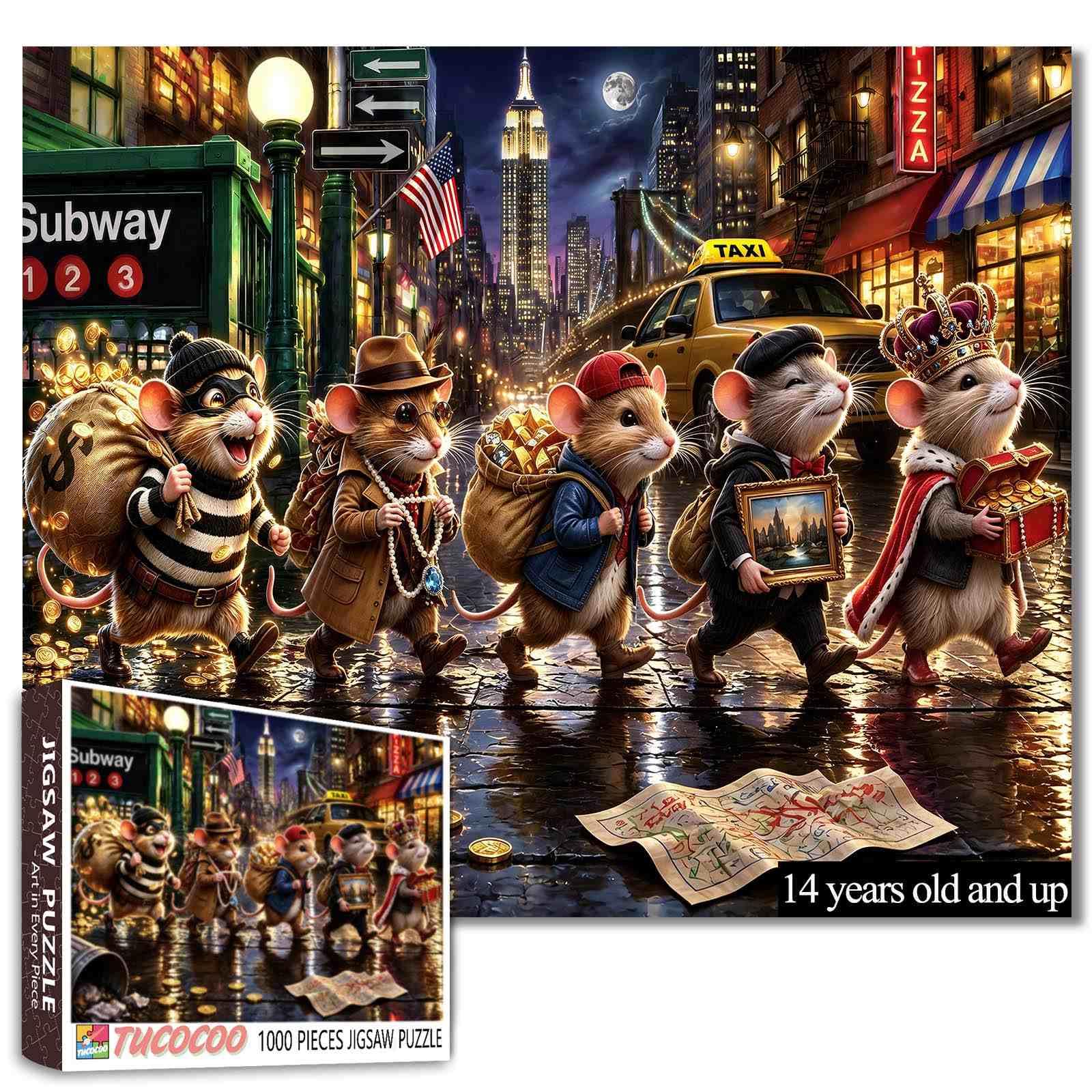 Funny Mouse Streets Cute Animal Puzzles for Adults 1000 Pieces — image 1