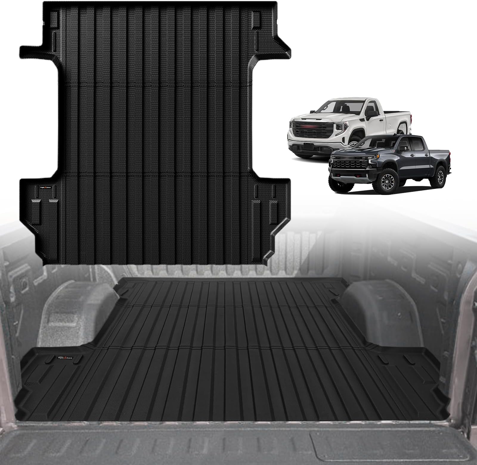 Bed Mat Compatible with Chevy Silverado/GMC Sierra 1500 2024 2023 2019-2022 Truck Bed Mat 5'8'' (69.9inch) Crew Cab Short Bed Liner Perfectly Flush TPE Truck Bed Liner