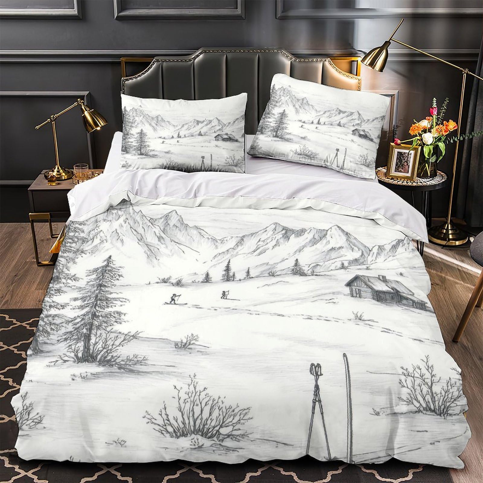 Parure de lit chien des neiges avec housse de couette microfibre haut de gamme effet 3D