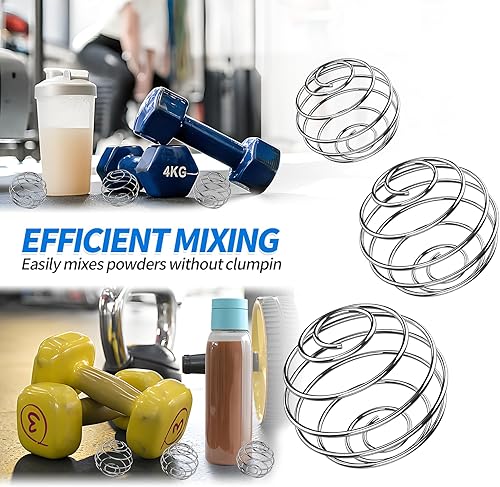 Miniatura 6 de 6 bolas agitadoras, bolas batidoras de alambre inoxidable 304 de gran tamaño para mezclar polvos, batidos de proteínas, bebidas, mezclador de vasos