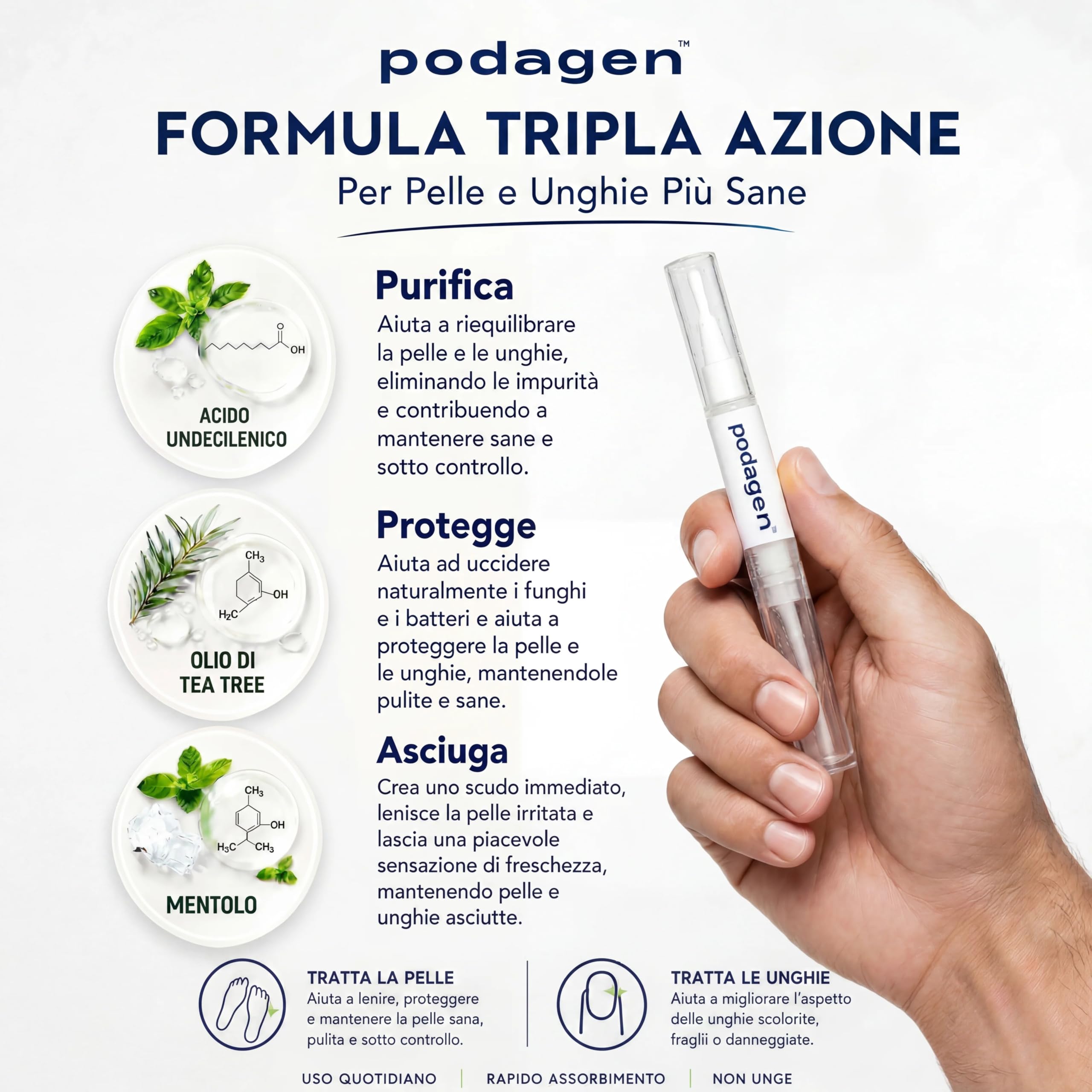 podagen piedi, 2/4/8 Pezzi Penna Cura Piedi Donna con Pennello Integrato Cura Unghie Piedi Formula ad Asciugatura Rapida Applicazione Precisa Portatile per Uso Quotidiano