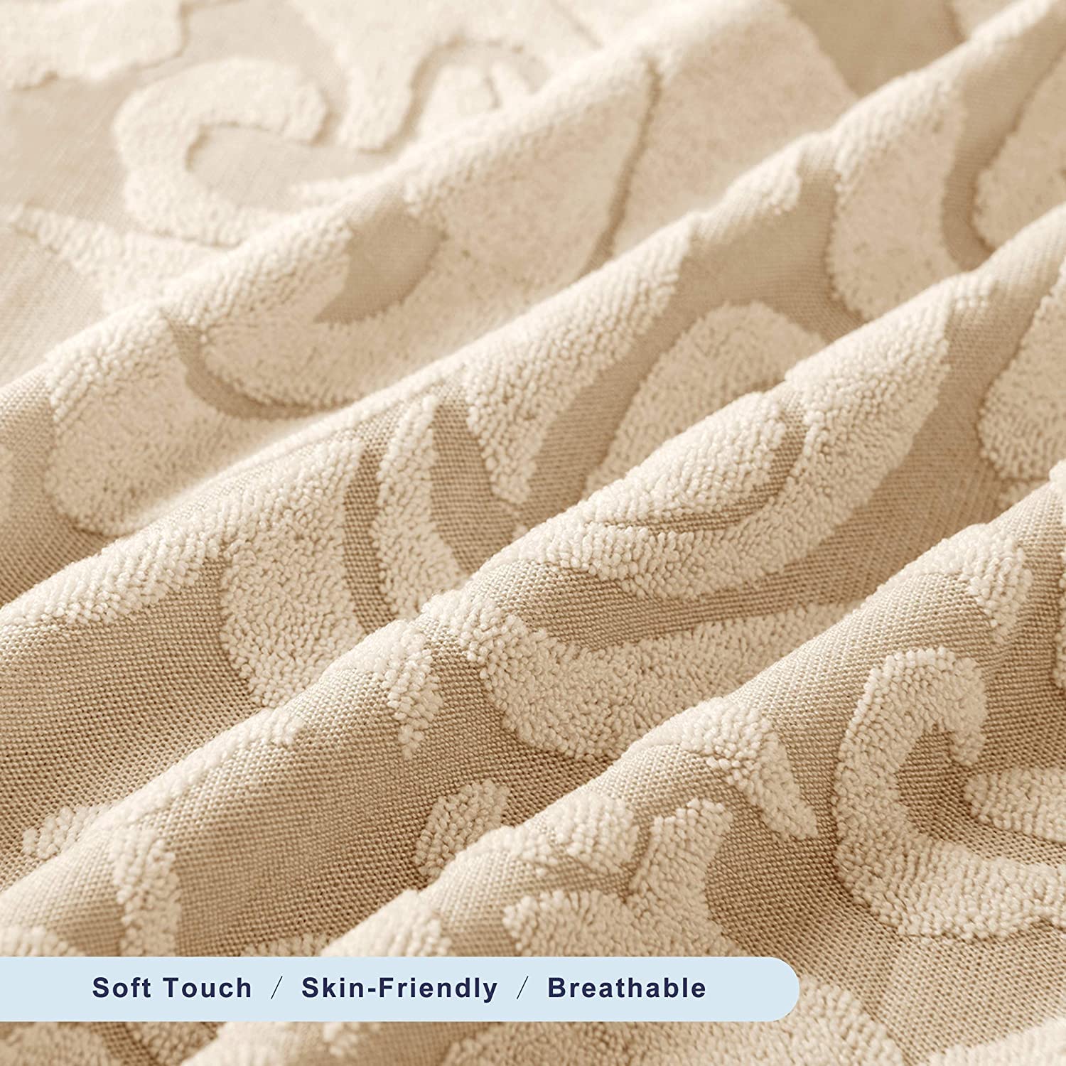 SXNING Arm Rest Covers Set, Pack of 4 Stretch Armchair Arm Covers Soft Polyester Arm Caps Non Slip Furniture Protector for Chair, Sofa, Couch (Khaki Jacquard)