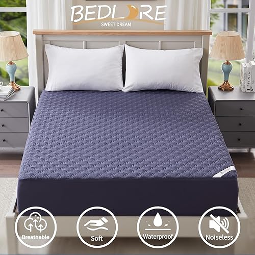 Miniatura 2 de BEDLORE Protector de colchón impermeable, tamaño Queen, sin ruido, con bolsillo profundo de 6 a 21 pulgadas de profundidad, funda de colchón de cama