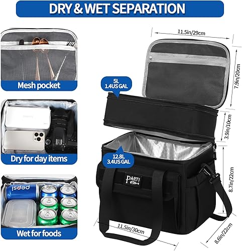 Miniatura 3 de Lonchera reutilizable aislada de 15 litros y 18 litros expandible, para secar y mojar, doble cubierta, antideslizante, impermeable, a prueba de