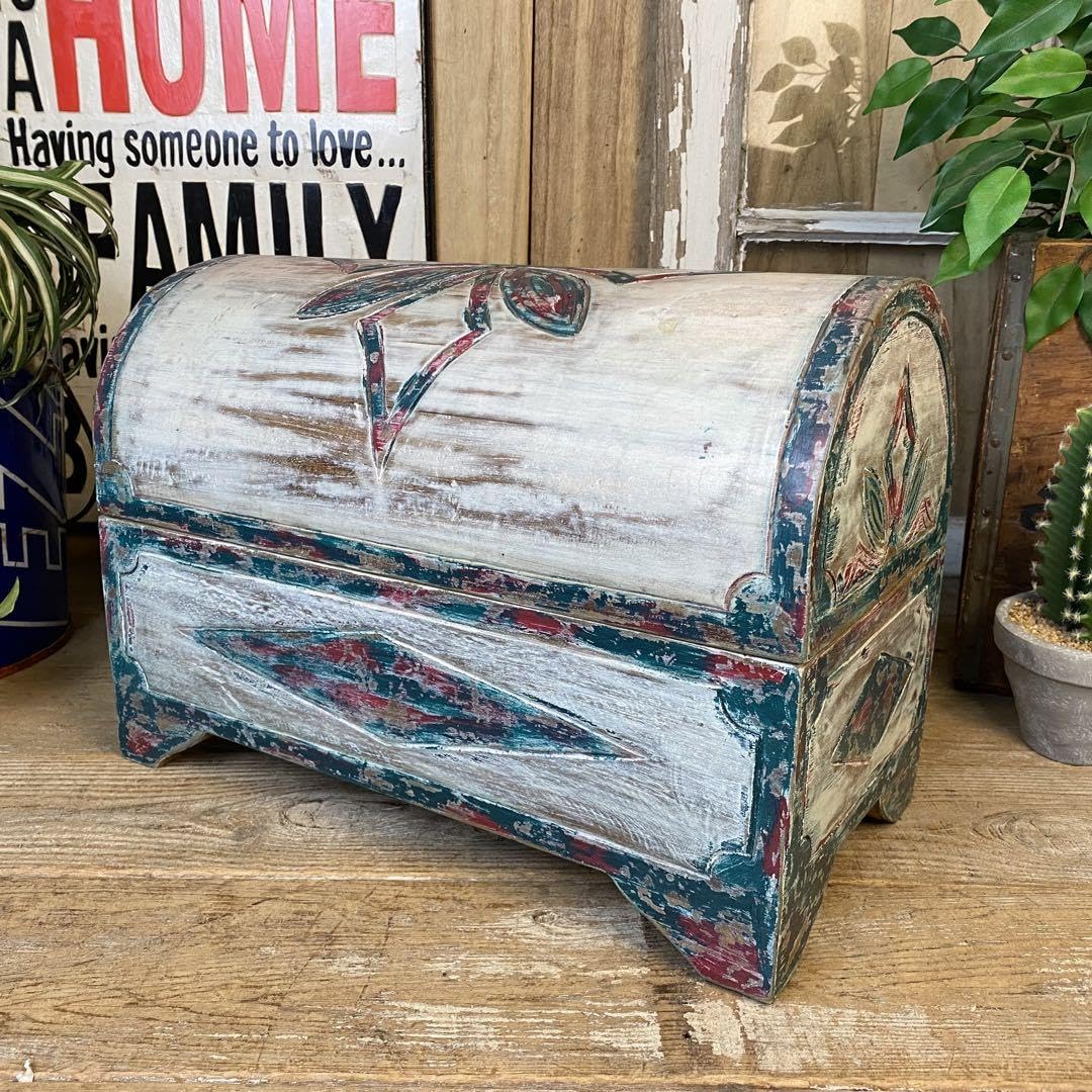 Amazon｜インドネシアアンティークビンテージ木製ボックス小物入れ収納