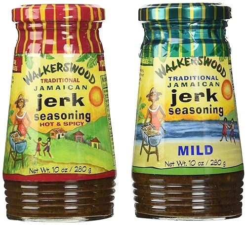 Walkerswood Jamaican Jerk Seasoning - Paquete mixto de 10 onzas cada uno, suave, picante y picante