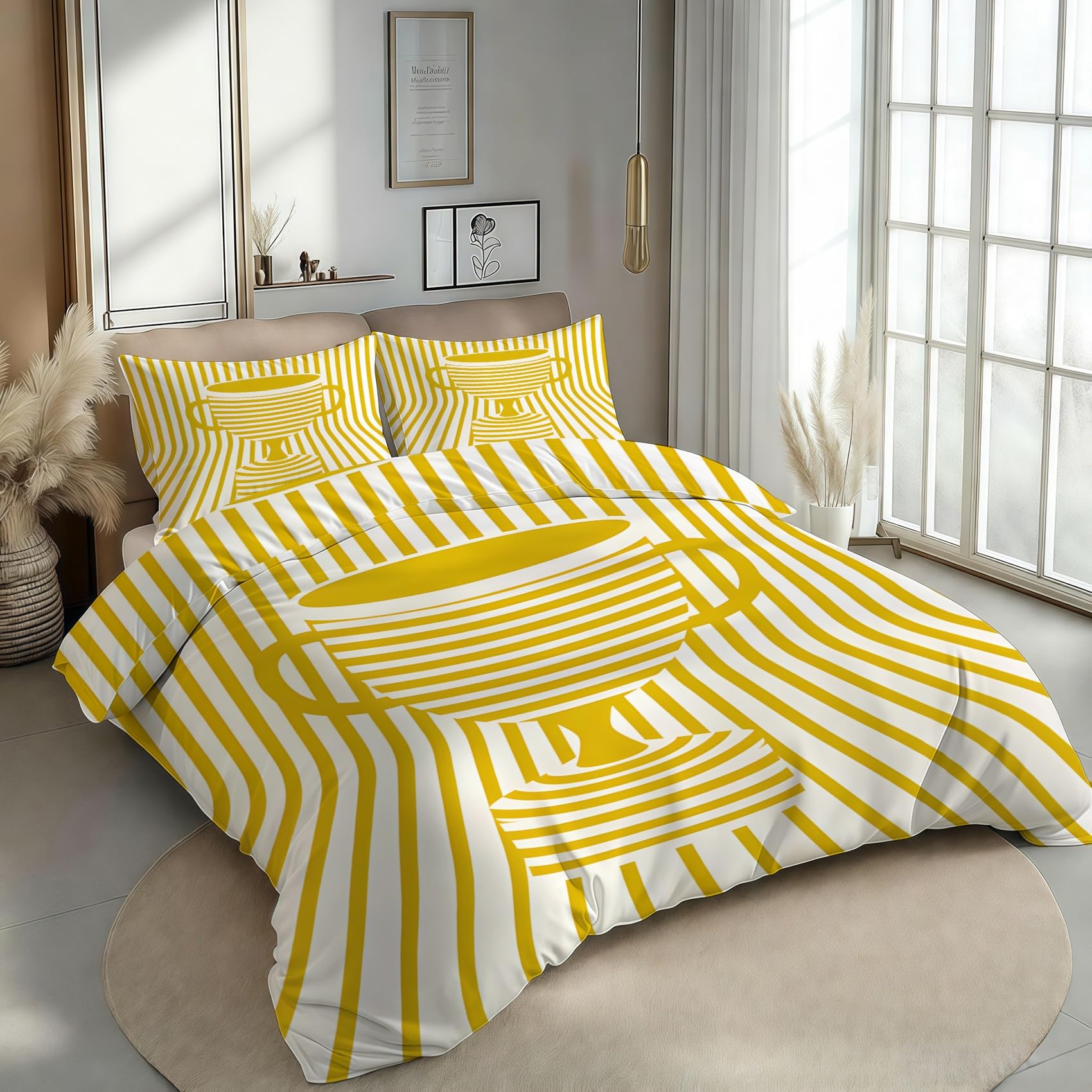 Funda Nordica Cama 90 Infantil Copa Dorada Ropa de Cama Rayas Microfibra Suave y Cómoda con Cremallera Funda Edredon 150x200-2 Fundas Almohada 50x75 QB812