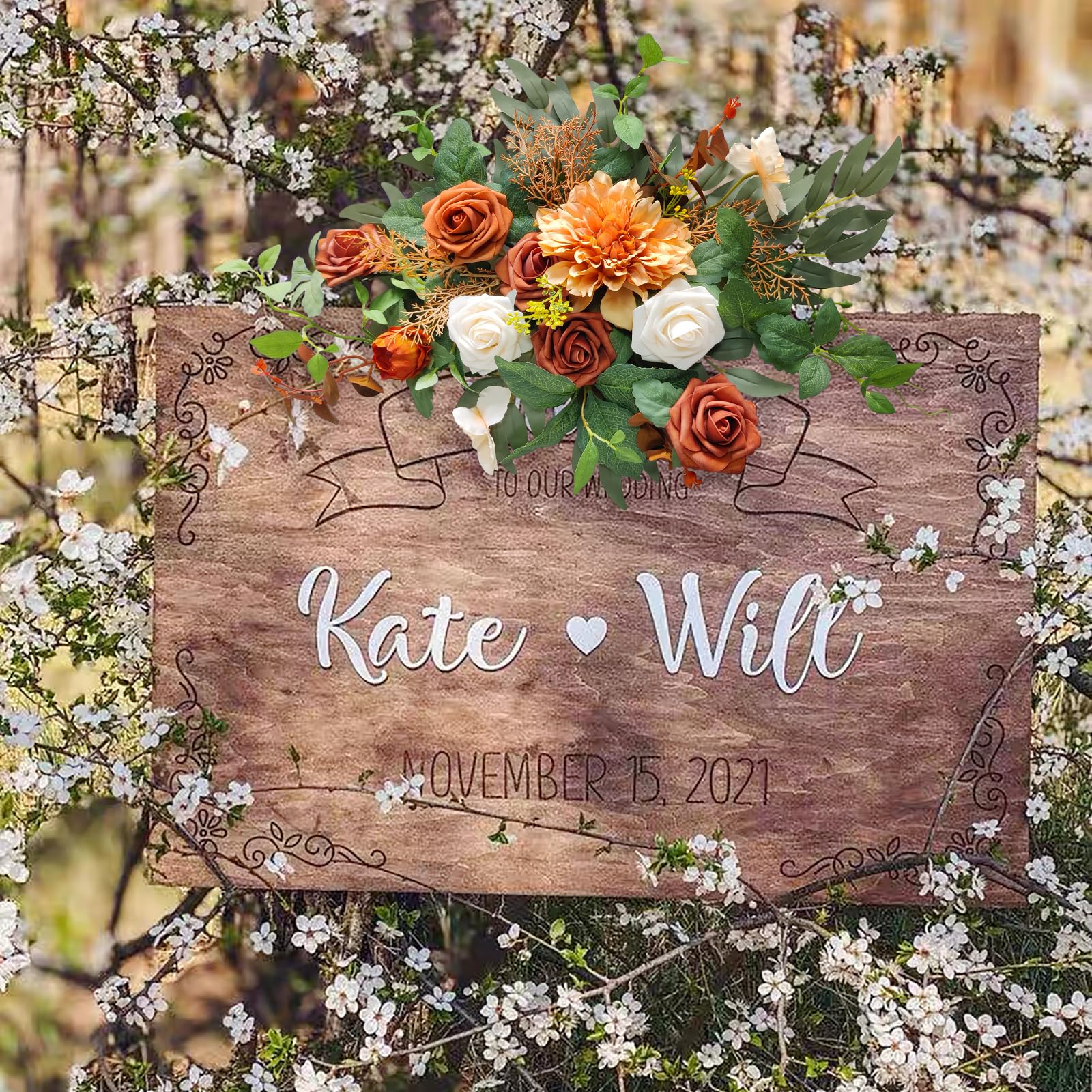 Künstliche Blumengirlande Lila Rose – Für Hochzeit, Willkommensschild, Party, Ca. 50 X 25 Cm, Mit Clips