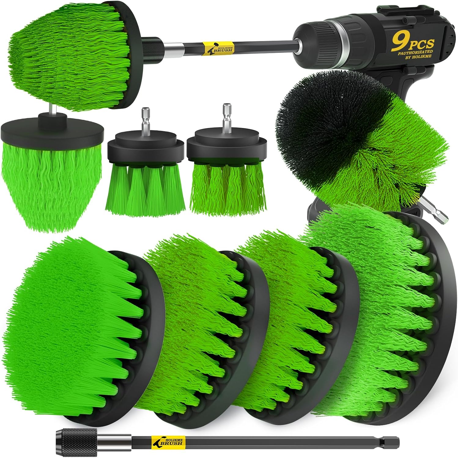 Holikme 4Pack Drill Brush Power Scrubber Cleaning Brush Extended Long