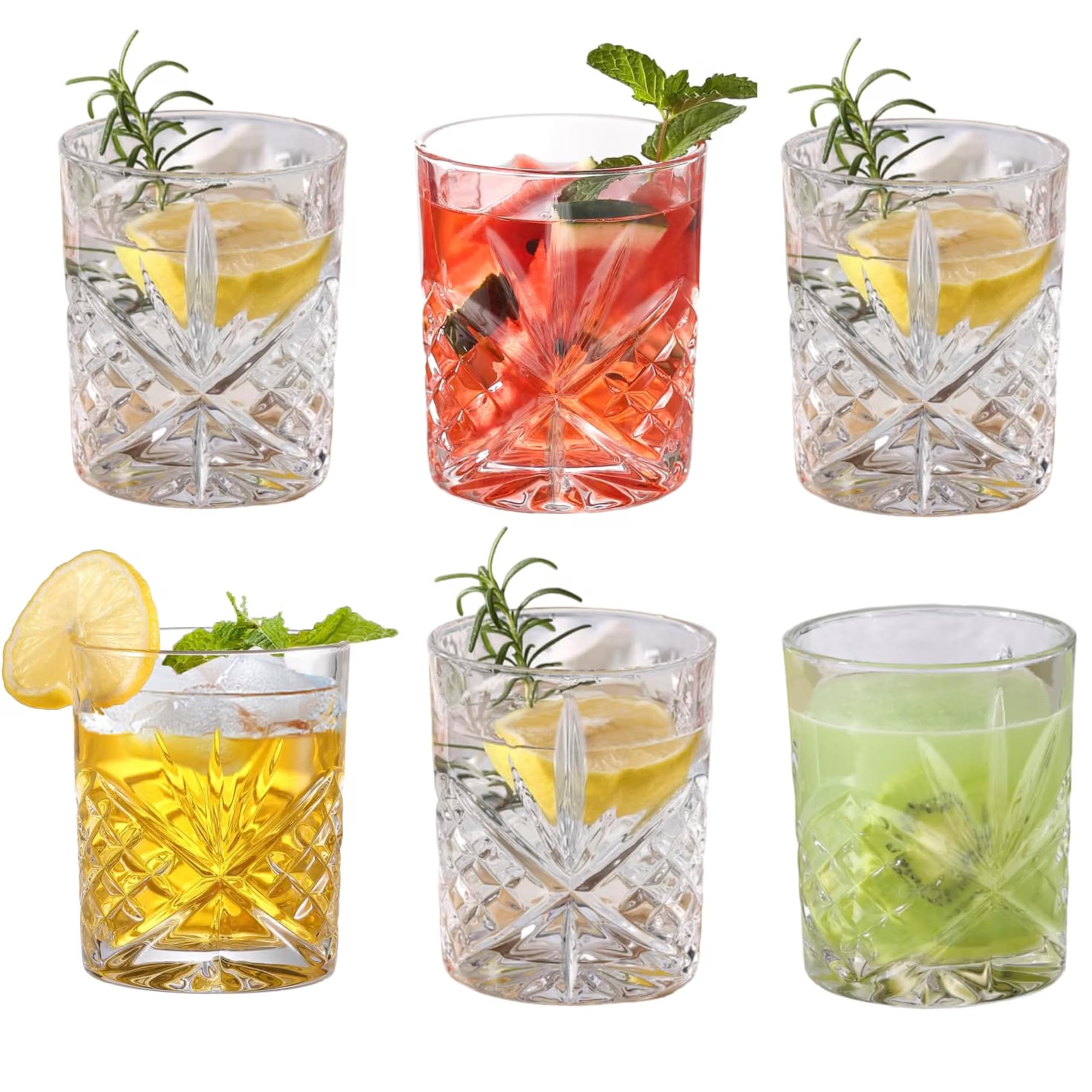 UNIQUE CRAFTS Crystal Melodia Tall Highball Glasses, Set of 6, 300ML