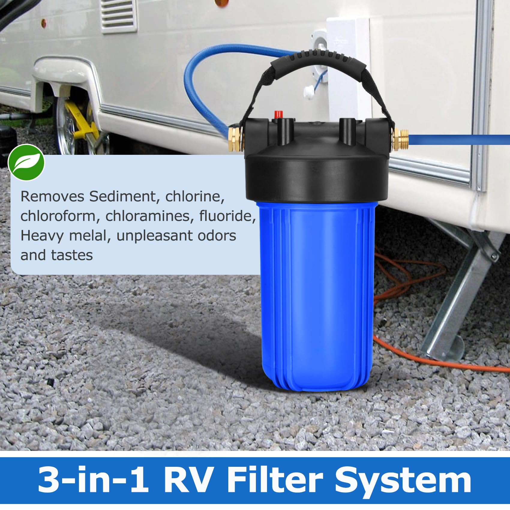 Autocaravanas Accesorios Filtro De Agua Para Autocaravanas (pack X2) - Con Válvula Reguladora Y Adaptadores 3/4" - Incluye Repuestos Filtro Agua Camping
