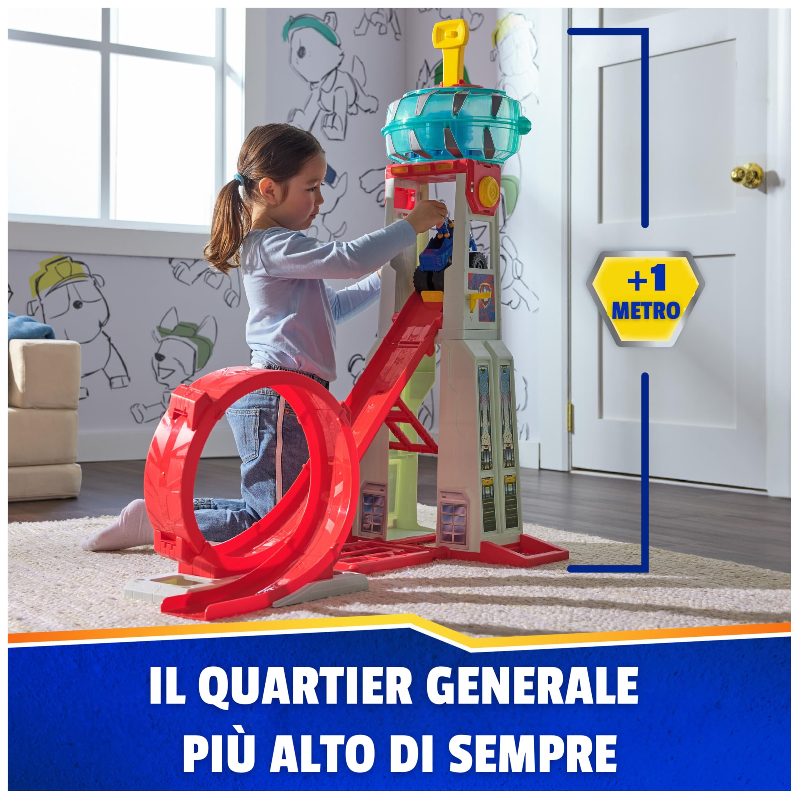 Paw Patrol, Quartier Generale Superloop, Set di Gioco con Luci e Suoni, 3+ | 6 Veicoli, Effetti Sonori, Torre Di 1 Metro Di Altezza, Personaggio Chase e Auto Di Pattuglia, Centro Di Comando