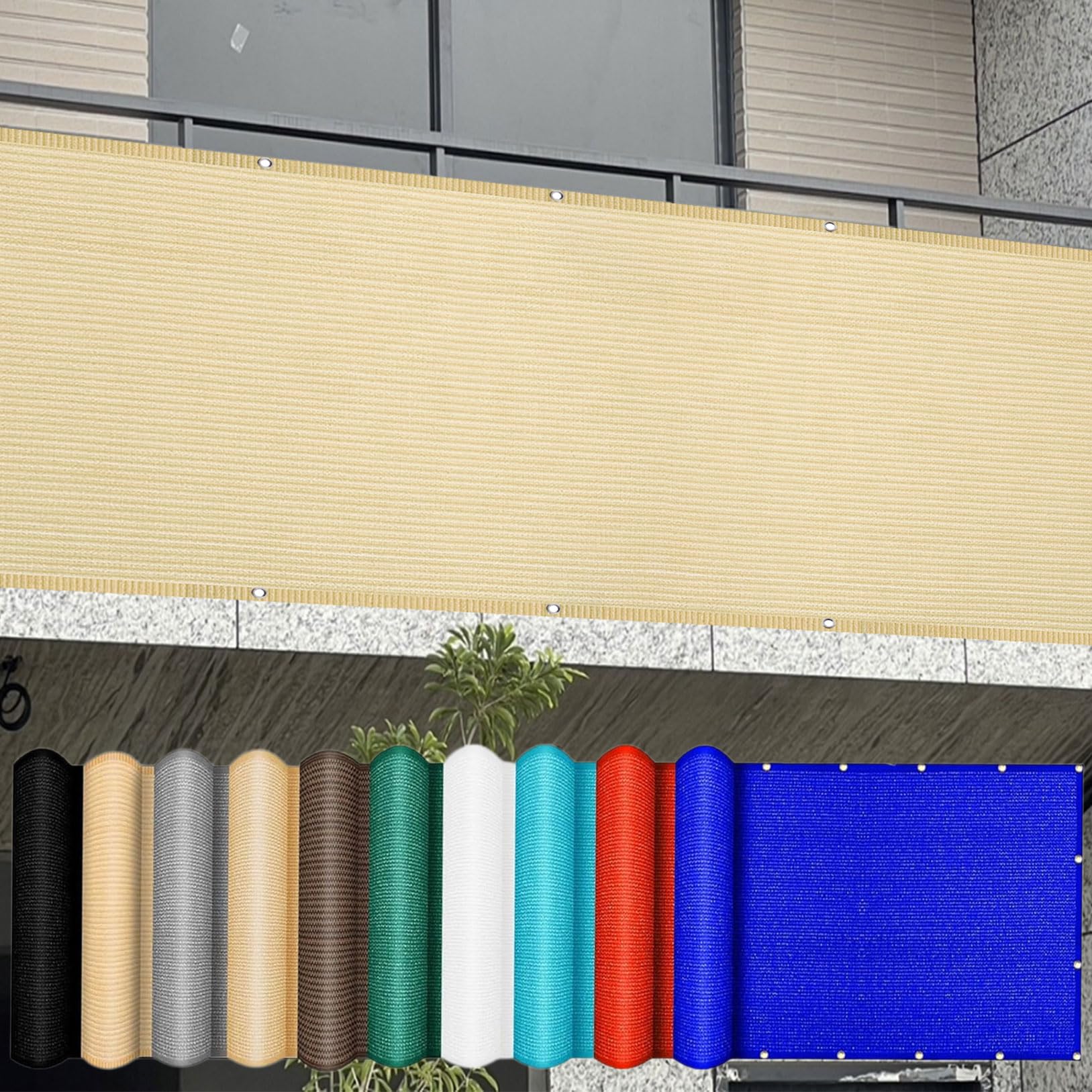 Siatka Ochronna Na Balkon 70 x 650 cm Wiatroodporna, Wytrzymała Ogrodzenie Ochronne Na Patio Odporna Na Rozdarcie Na Balkon, Balustradę, Kolor kremowy