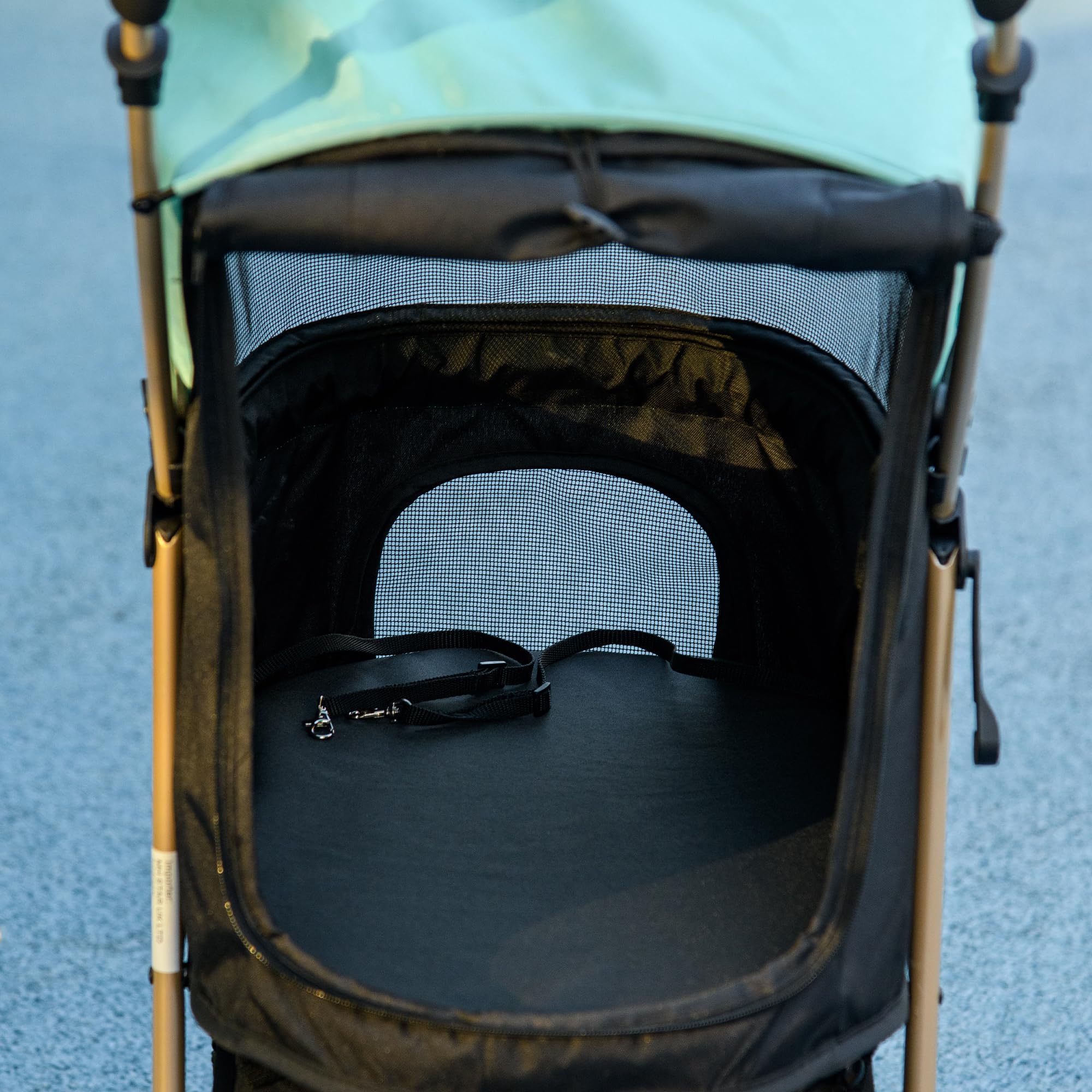 PawHut Passeggino per Cani Piccoli e Mini, Passeggino per Animali Pieghevole con Copertura Antipioggia, Cestino e Guinzaglio Integrato, Verde
