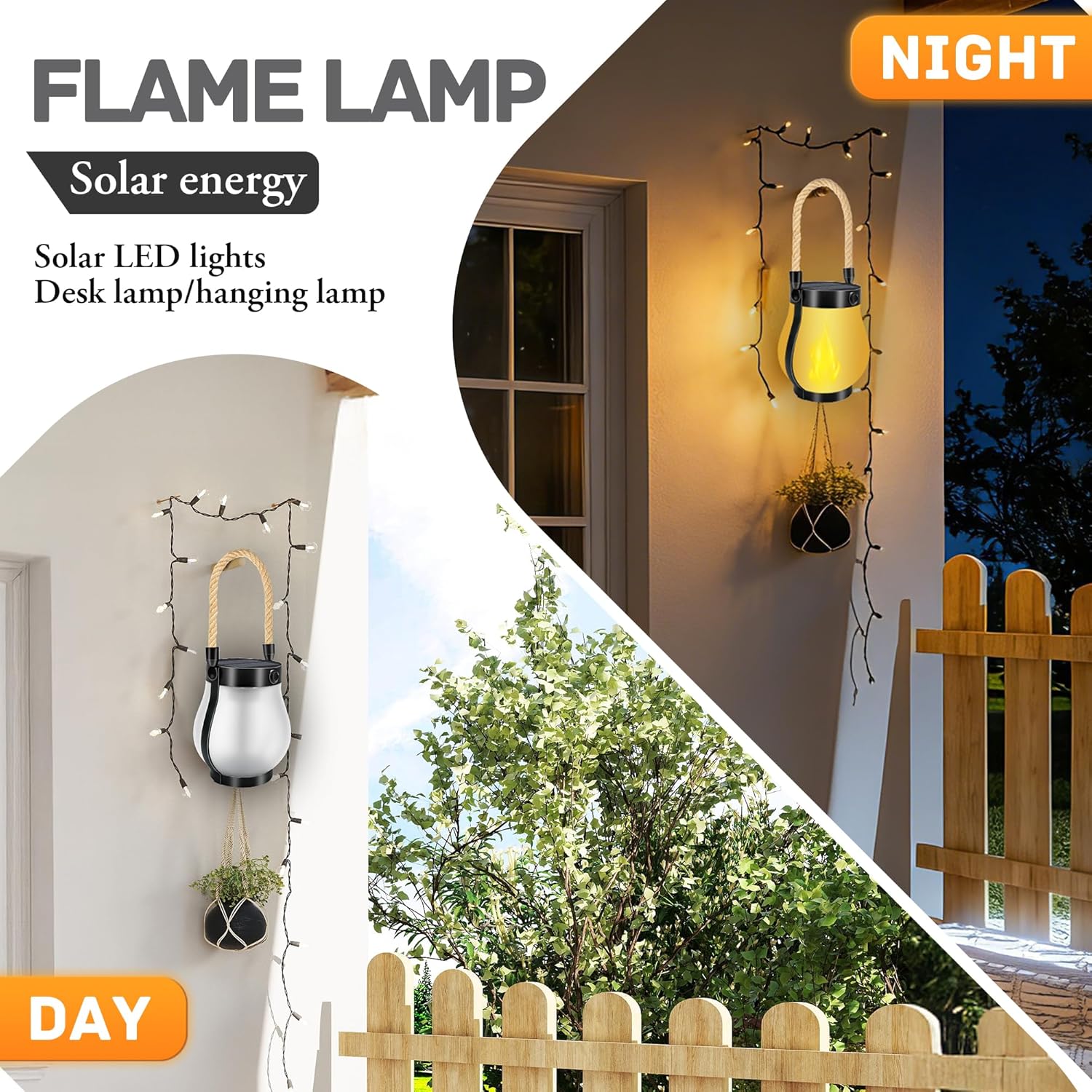 2026 Upgraded Solar Lantern Outdoor Lights - Realistic Dancing Flame Effect, Dual Charging (USB/Solar), Waterproof Solar-Powered LED Lantern for Camping, Yard, Garden, Patio & Porch Decor (4)