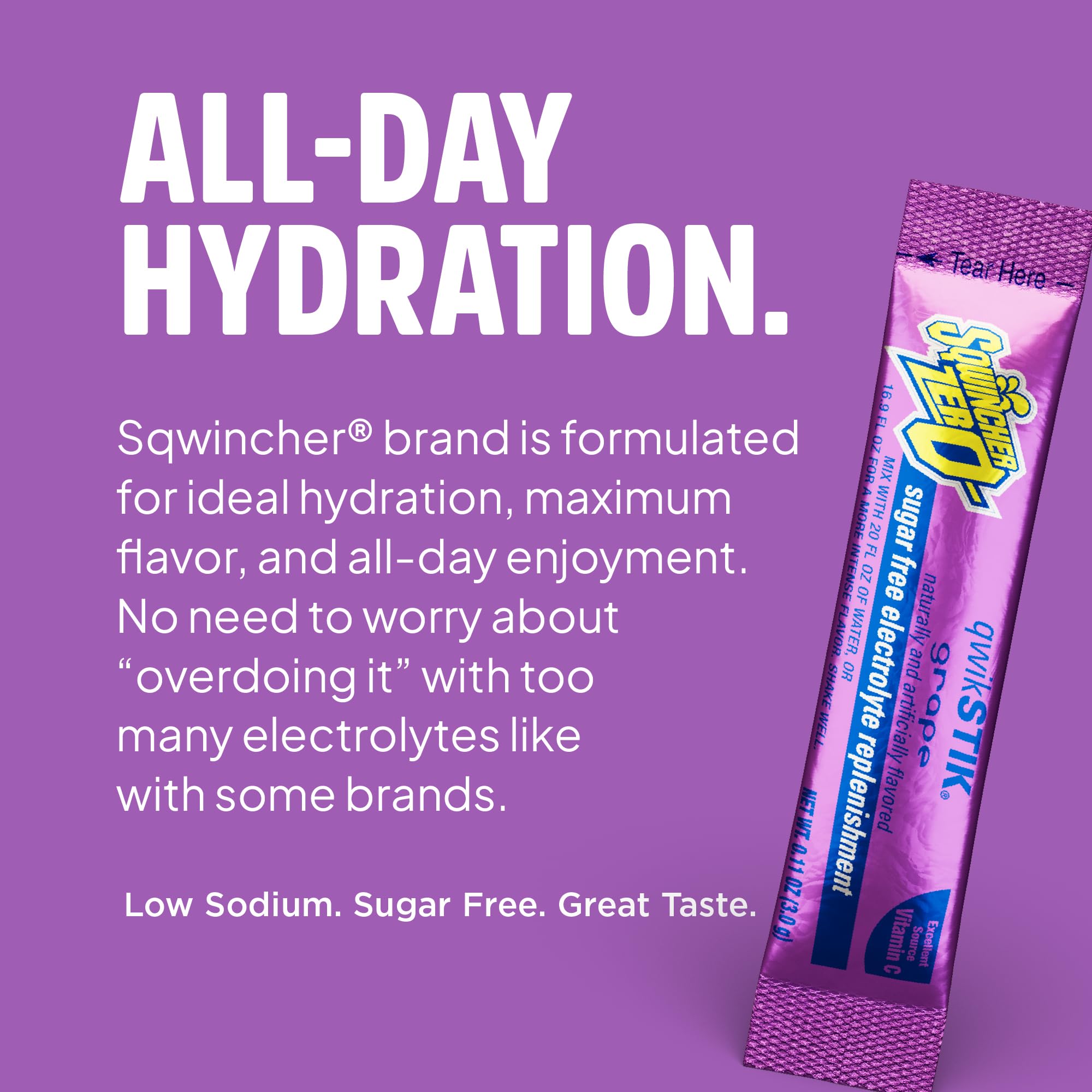Sqwincher Qwik Stik, Sugar Free, Grape Flavor, .11oz Packet, 50 Pack — Amazon image 3