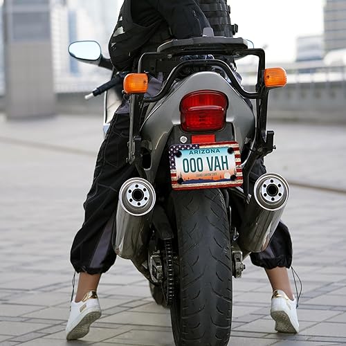 Miniatura 6 de Marco de placa de matrícula de motocicleta con bandera americana, material patriótico de acero inoxidable, divertido soporte para placa de