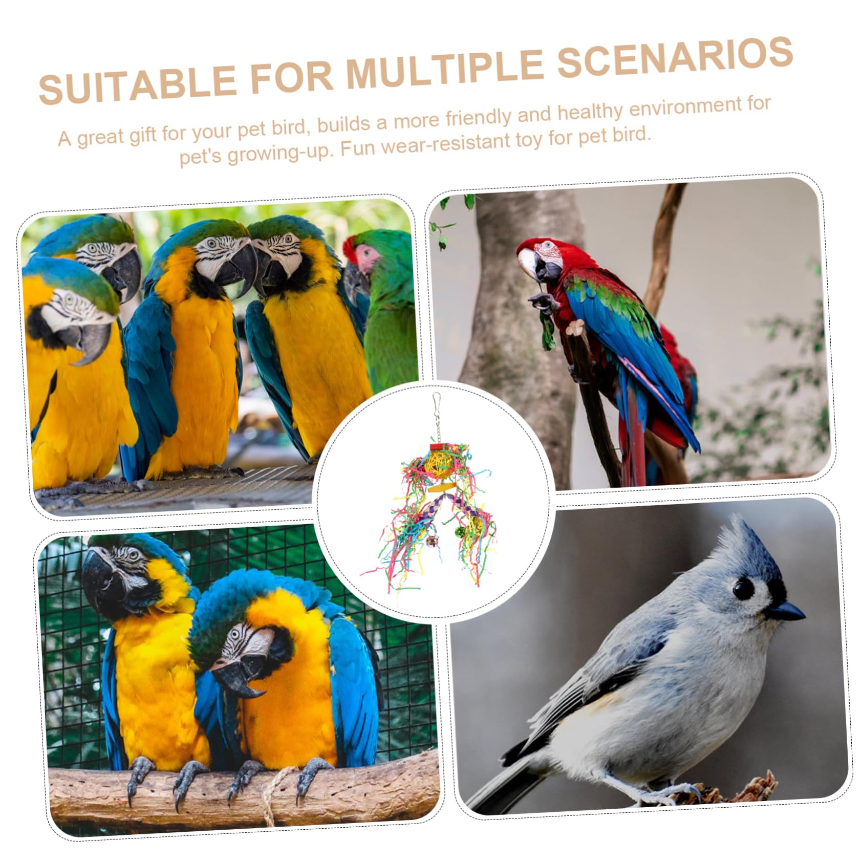BESPORTBLE 2ensembles Jouets Suspendus à Mâcher pour Oiseaux Jouets Tube Tressé pour Perroquets Et Perruches Accessoires Ludiques pour Cages Oiseaux