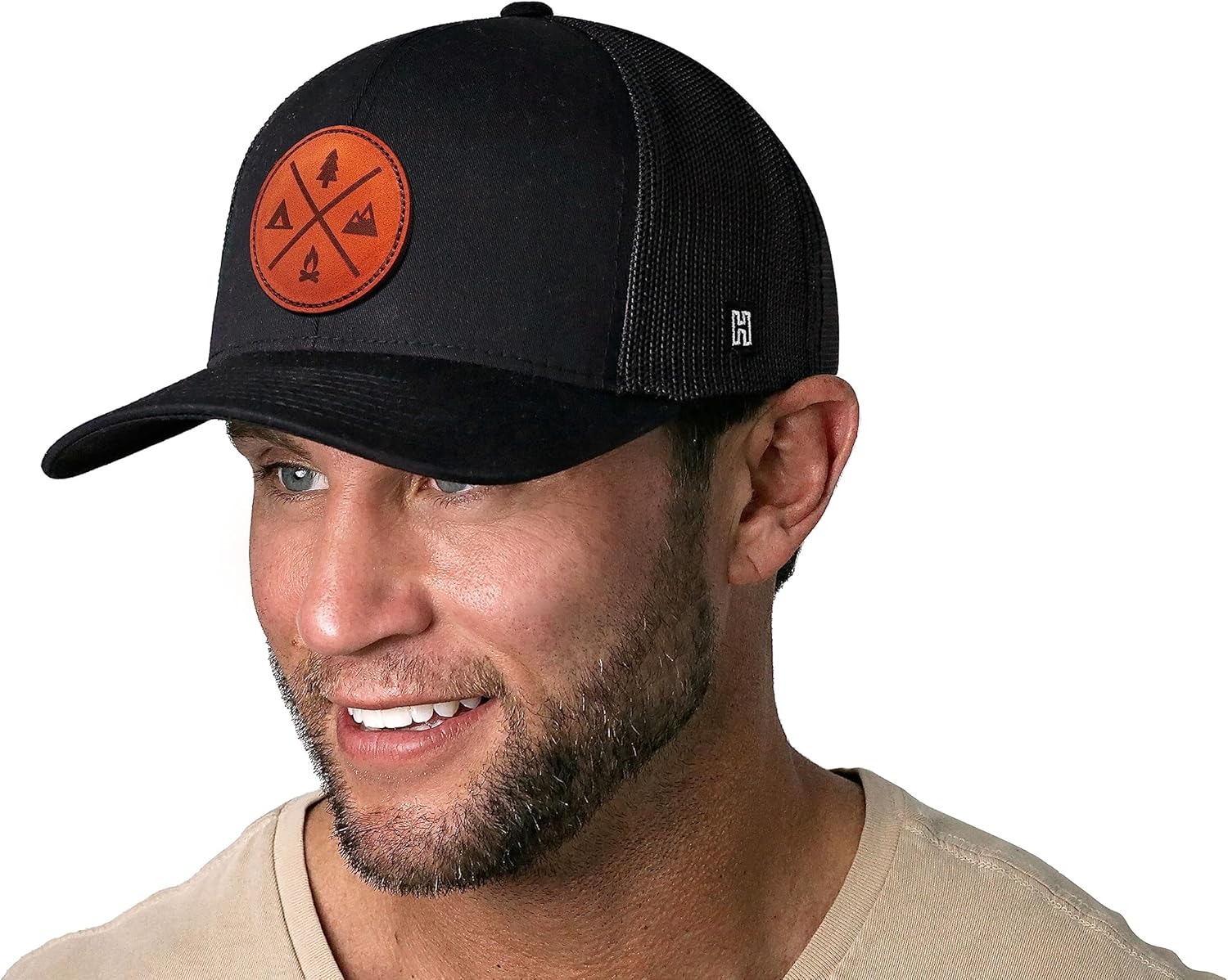 HAKA Camping Hat – Outdoors Trucker Hat for Men & Women, Baseball Cap Adjustable Snapback - Leather - Image 3