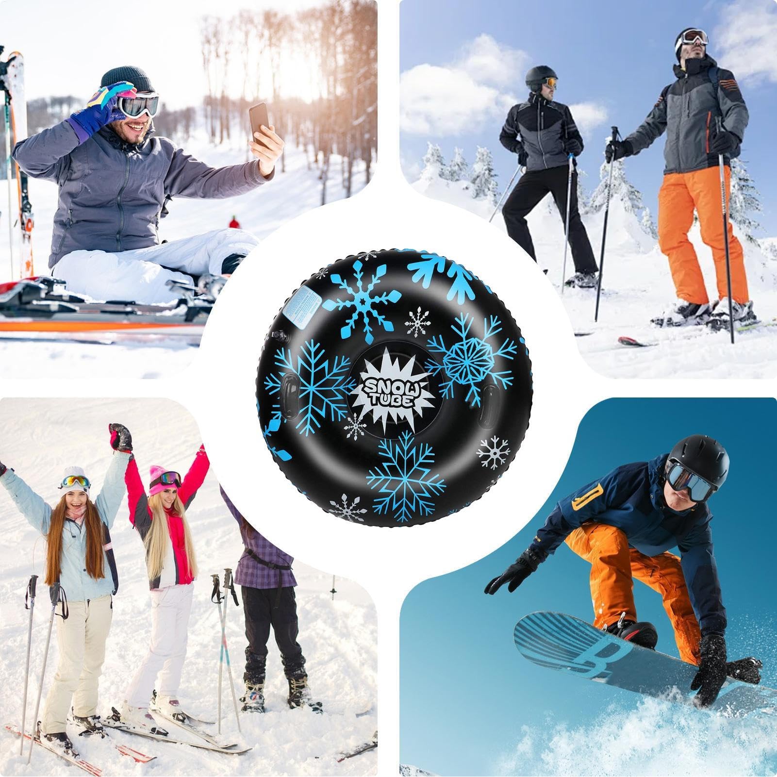 Tubi Da Neve Per Adulti Gonfiabili Per Slittino All'Aperto | Slittino Gonfiabile Invernale Per Famiglia Bambini Adulti Principianti Giardino Montagna Feste