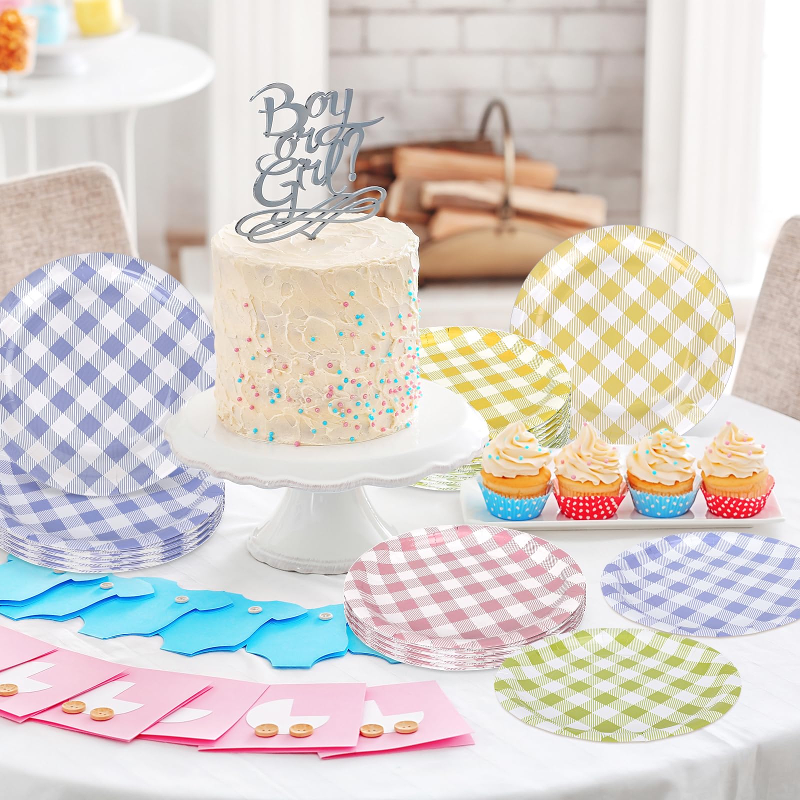 DHAIQC 50 stuks ivoren papieren borden 9 inch/23cm, crème geschulpte feestborden wegwerpbaar cake dessert dinerborden voor verjaardag babyshower