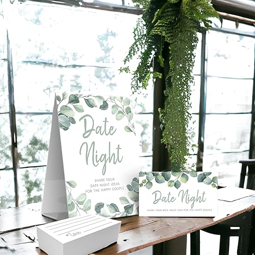 Miniatura 2 de Your Main Event Prints Juegos de despedida de soltera de eucalipto juego de cita nocturna, incluye 1 soporte (5 x 7) y 50 tarjetas de adivinanzas