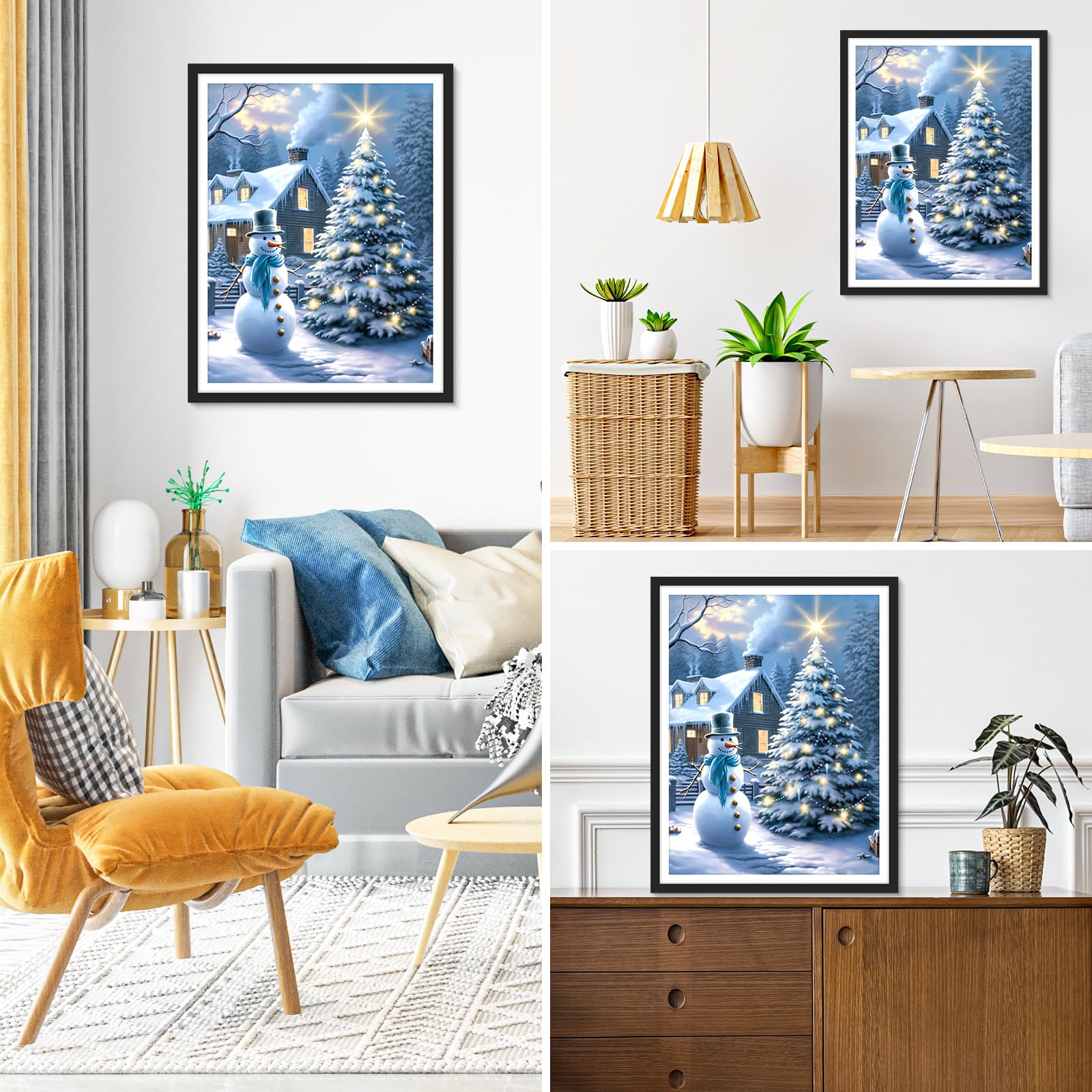 RICUVED Snowman Diamond Painting Kit, 5D Full Drill Round Christmas Tree Crystal Art for Adults Winter Picture Home Decor 30x40cm - Image 4