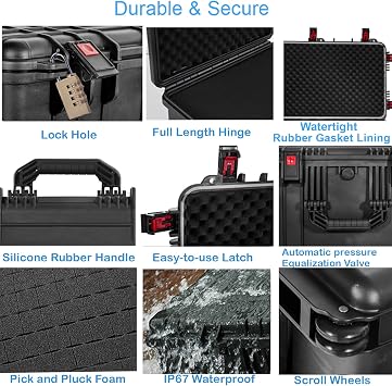 Regetek Waterproof Rolling Case 36 x 17.5 x 13.5 Inch, Hard Equipment Carring Case with Foam/Wheels/ 3 Large Handle for Camera, Tool, Crushproof, Dustproof, Lockable, Inner 32.1 x 13.9 x 10.8