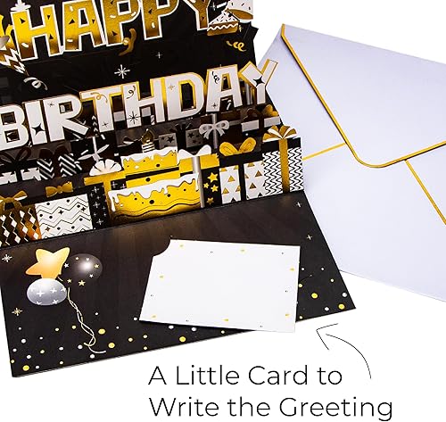 Miniatura 3 de Ribbli Tarjetas de cumpleaños, fuegos artificiales con luz y música, tarjeta de cumpleaños musical desplegable para hombres y mujeres, 7.1 x 7.1