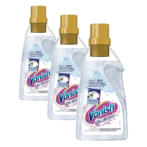 Vanish Oxi Action Multipower Gel Bianco Splendente, Additivo Lavatrice Multiazione senza Candeggina, 3 Confezioni da 750ml Smacchiatore per Capi Bianchi